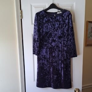 European Culture Velvet Long Sleeve Dress in Purple
